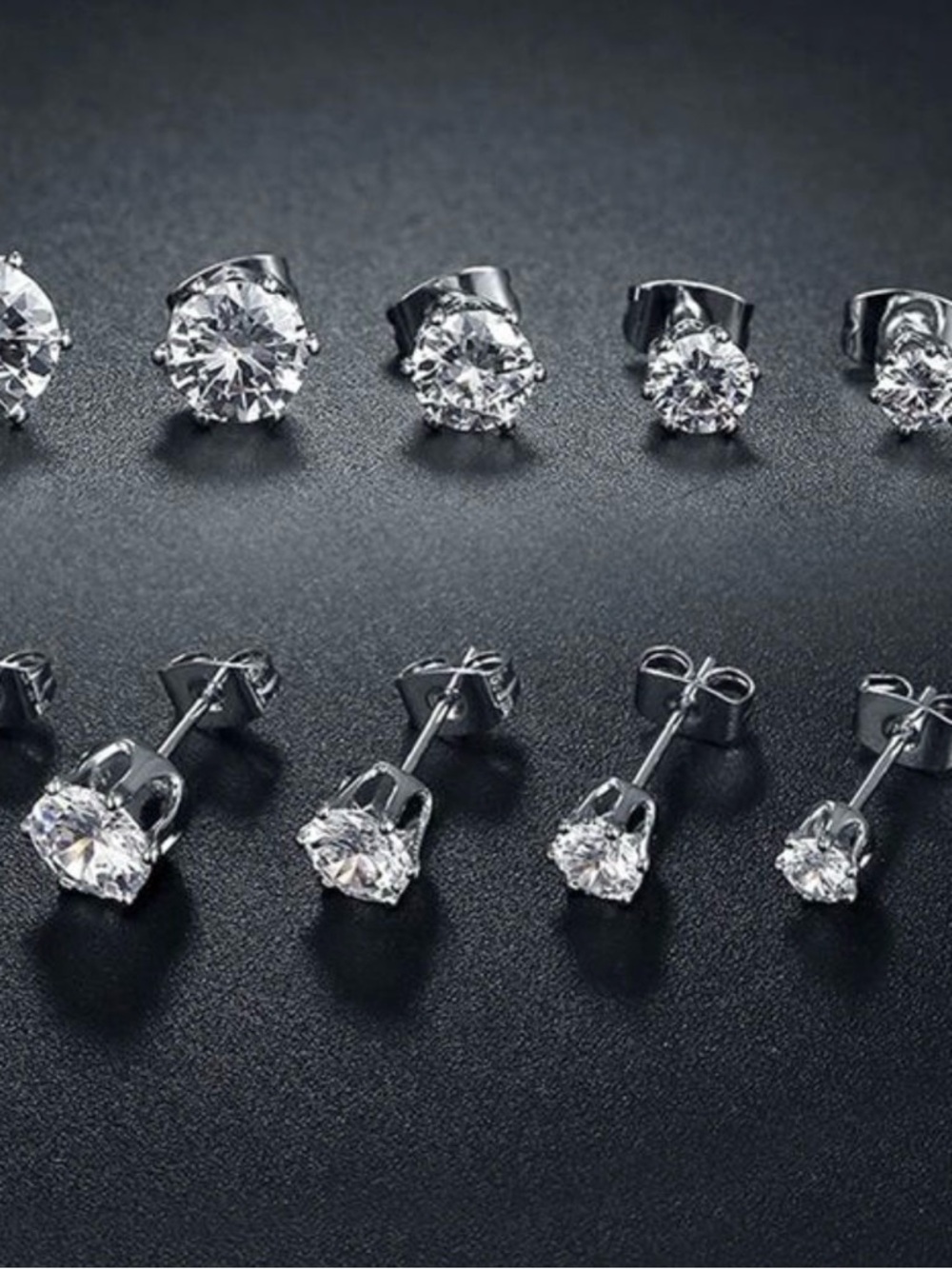 6pairs/set Stainless Steel Minimalist Stud Earrings 3-8cm